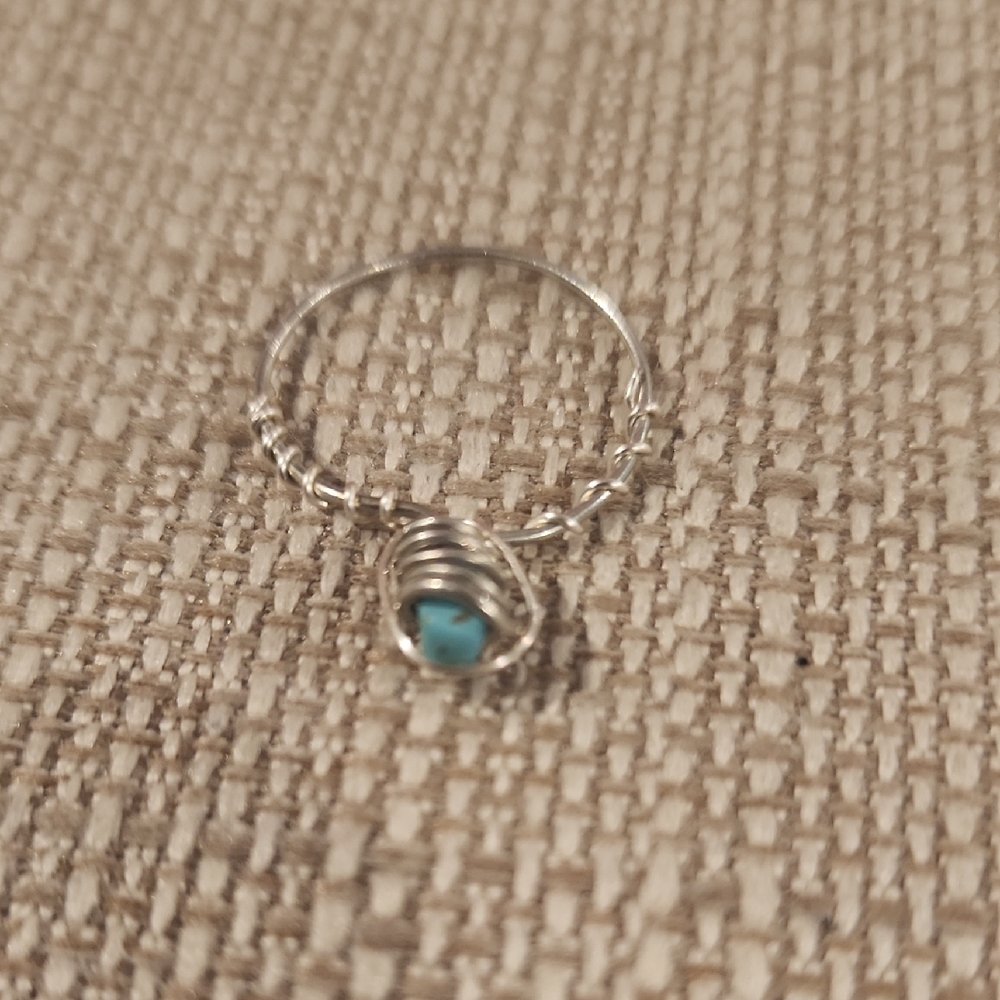 Silver Wire Wrapped Ring with Turquoise Stone